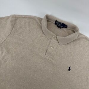 Polo Ralph Lauren VTG Mens XL Beige Heather Classic Fit Polo Short Sleeve Shirt